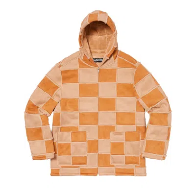 Pre-owned Supreme Faux Suede Patchwork Hooded Jacket 'tan' | Orange | Men's Size Xl