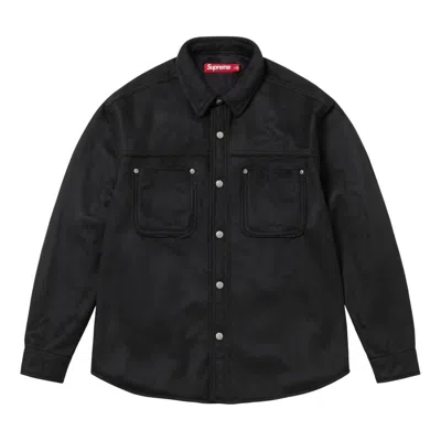 Supreme Faux Suede Snap Shirt 'black' In Multi
