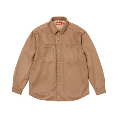 Pre-owned Supreme Faux Suede Snap Shirt 'tan' | Men's Size Xxl In Brown