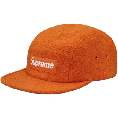 Pre-owned Supreme Featherweight Wool Camp Cap (fw17) In Orange