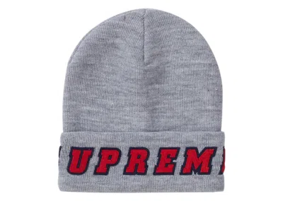 Pre-owned Supreme Felt Logo Beanie In Heather Grey