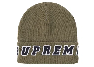 Pre-owned Supreme Felt Logo Beanie In Olive