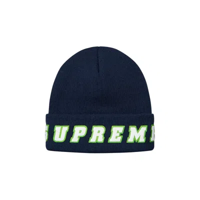 Pre-owned Supreme Felt Logo Beanie 'navy' | Blue | Men's Size Onesize