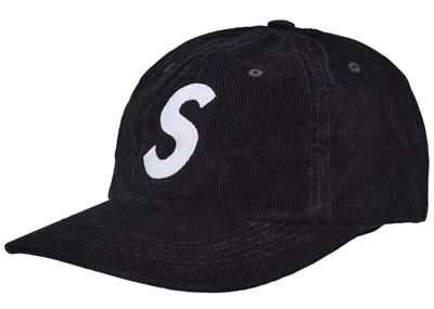 Pre-owned Supreme Fine Wale Corduroy S Logo 6panel In Black