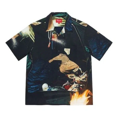 Supreme Firecracker Rayon S/s Shirt 'black Yellow' In Multi