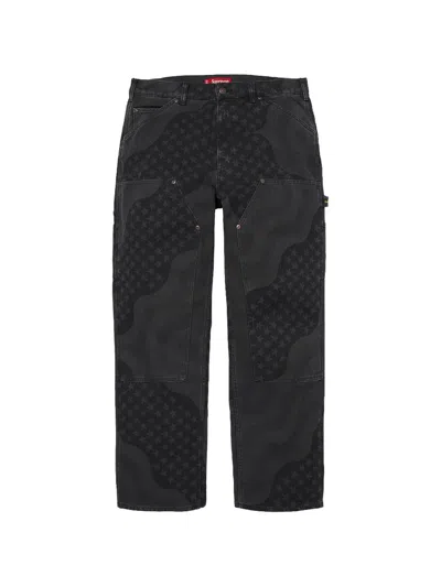 Supreme Flag Double Knee Jeans In Black