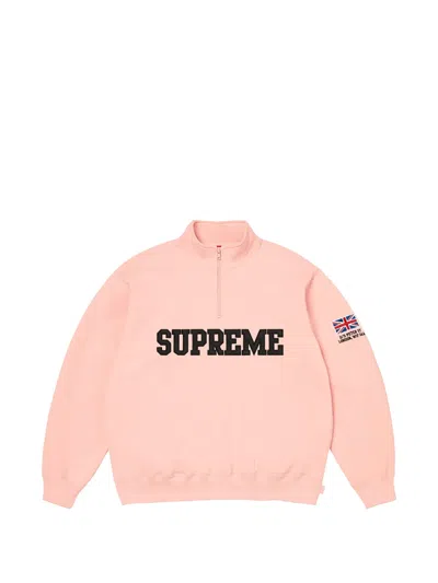 Supreme Flag-detail Half-zip Sweatshirt In Pink