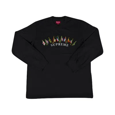 Pre-owned Supreme Flags Long-sleeve Top 'black' | Men's Size M