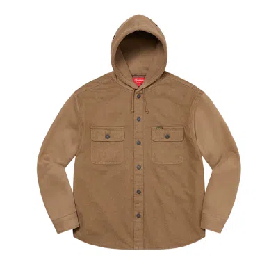 Pre-owned Supreme Fleece Hooded Denim Shirt 'brown'
