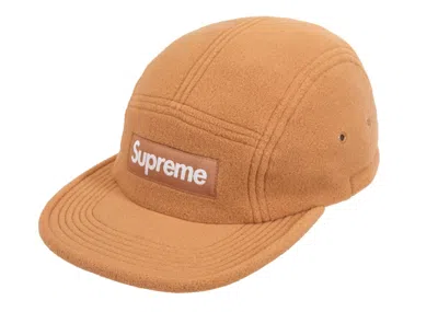Pre-owned Supreme Fleece Pullcord Camp Cap In Brown