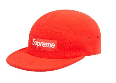 Pre-owned Supreme Fleece Pullcord Camp Cap In Coral