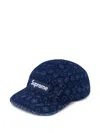 Supreme Flocked Denim "blue" Camp Cap In Blue