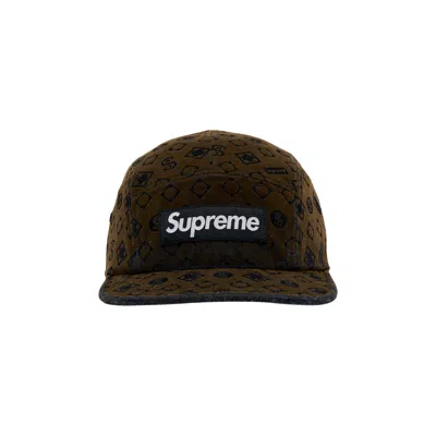 Pre-owned Supreme Flocked Denim Camp Cap 'black'