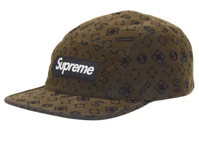Pre-owned Supreme Flocked Denim Camp Cap In Black