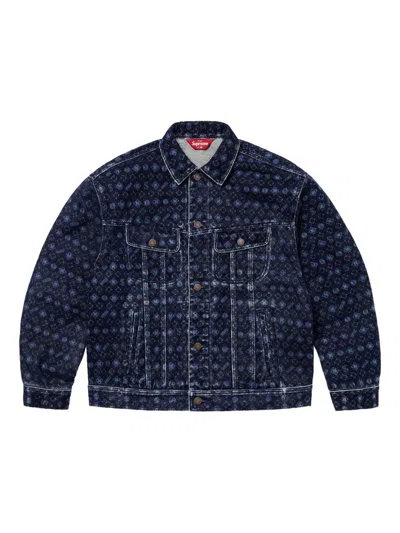 Supreme Flocked Denim Jacket In Blue