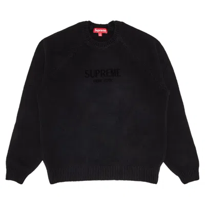 Pre-owned Supreme Flocked Logo Sweater 'black'