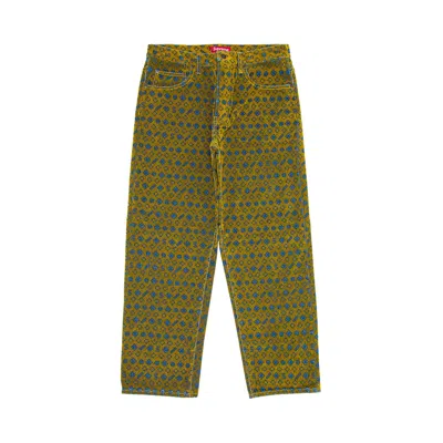Pre-owned Supreme Flocked Loose Fit Jean 'mustard' In Yellow