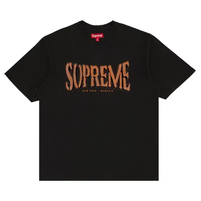 Pre-owned Supreme Flocked Washed Short-sleeve Top 'black' | Men's Size M
