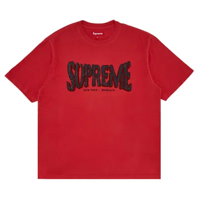 Pre-owned Supreme Flocked Washed Short-sleeve Top 'red' | Men's Size Xl
