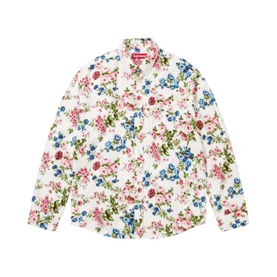 Pre-owned Supreme Floral Flannel Shirt 'white' | Men's Size L