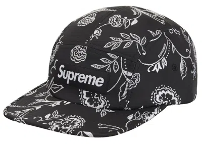 Pre-owned Supreme Floral Jacquard Camp Cap In Black