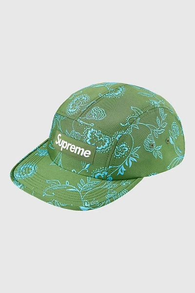 Supreme Floral Jacquard Camp Cap In Green, Men's At Urban Outfitters