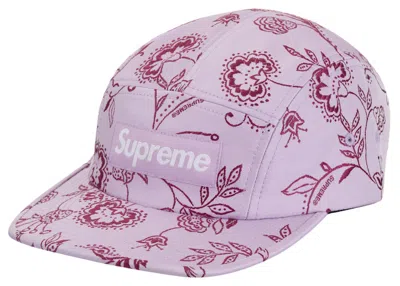 Pre-owned Supreme Floral Jacquard Camp Cap In Purple