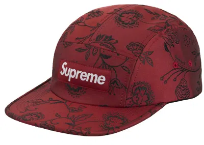 Pre-owned Supreme Floral Jacquard Camp Cap In Red