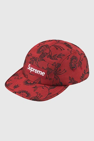 Supreme Floral Jacquard Camp Cap In Red, Men's At Urban Outfitters