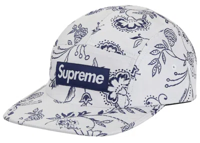 Pre-owned Supreme Floral Jacquard Camp Cap In White