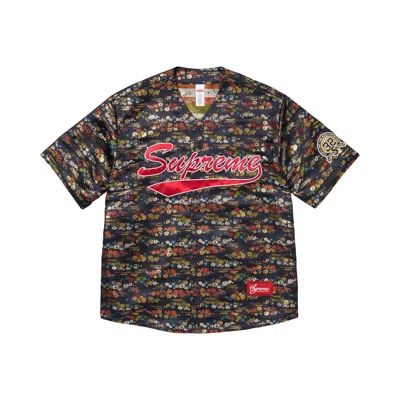 Pre-owned Supreme Floral Jacquard Jersey 'navy' | Blue | Men's Size M