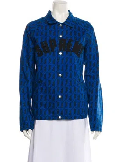 Pre-owned Supreme Floral Print Denim Jacket In Blue