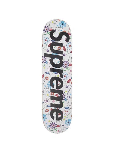 Supreme Floral-print Skateboard In Orange