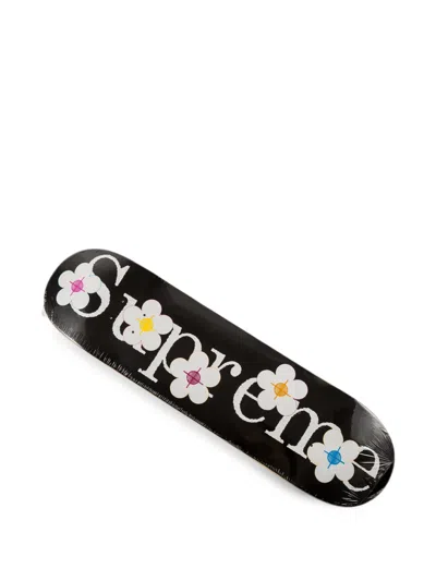 Supreme Floral-print Skateboard In 블랙