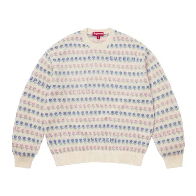 Pre-owned Supreme Flowers Metallic Sweater 'ivory' | Cream | Men's Size Xxl In White