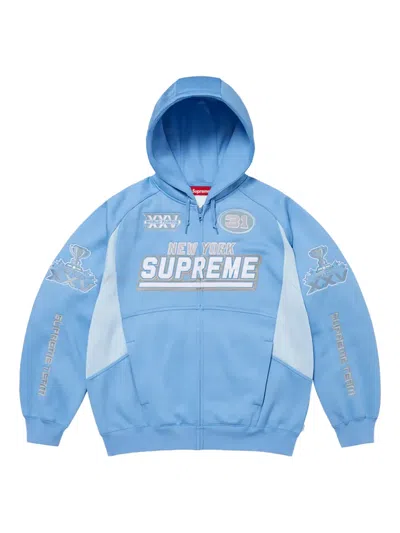 Supreme Football Zip-fastening Hoodie In Blue
