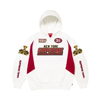 Pre-owned Supreme Football Zip Up Hooded Sweatshirt 'white' | Men's Size L