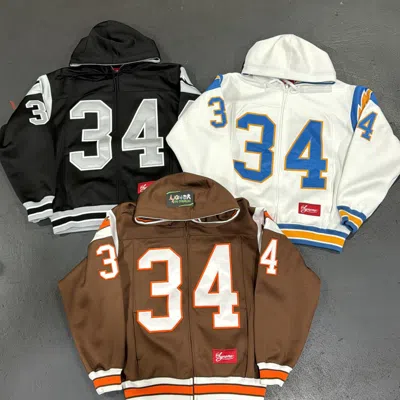 Pre-owned Supreme Football Zip Up Hoodie (s-xl) In Black,brown,white