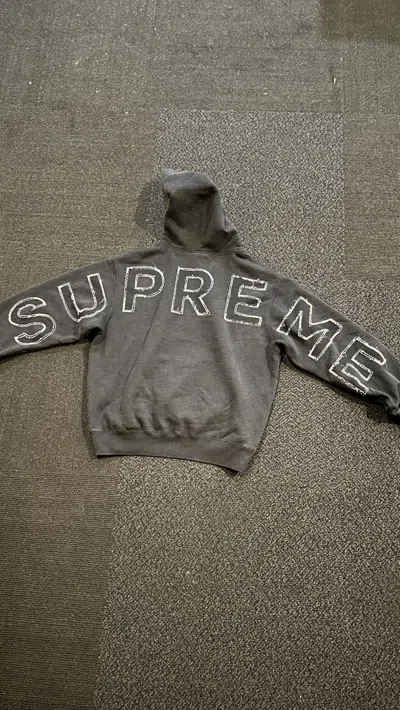 Pre-owned Supreme Frayed Hooded Sweatshirt (black) (m)