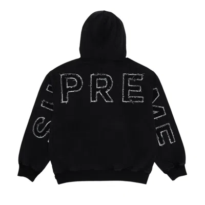 Pre-owned Supreme Frayed Hooded Sweatshirt 'black' | Men's Size Xl