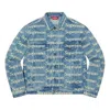 Supreme Frayed Logos Denim Trucker Jacket 'teal White' In Blue