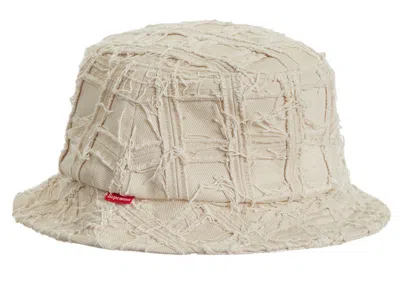 Pre-owned Supreme Frayed Patchwork Denim Crusher Hat In Natural