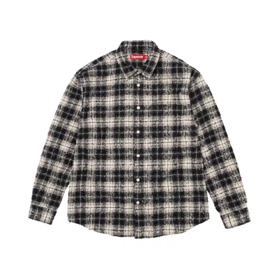 Pre-owned Supreme Frayed Textured Plaid Shirt 'black' | Men's Size S
