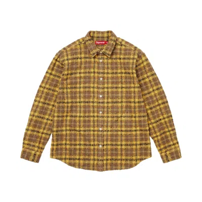 Pre-owned Supreme Frayed Textured Plaid Shirt 'gold' | Men's Size S