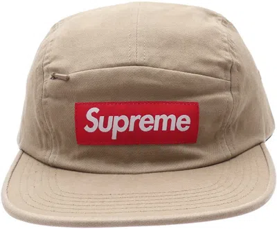 Pre-owned Supreme Front Panel Zip Camp Cap In Tan