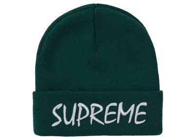 Pre-owned Supreme Ftp Beanie In Dark Green