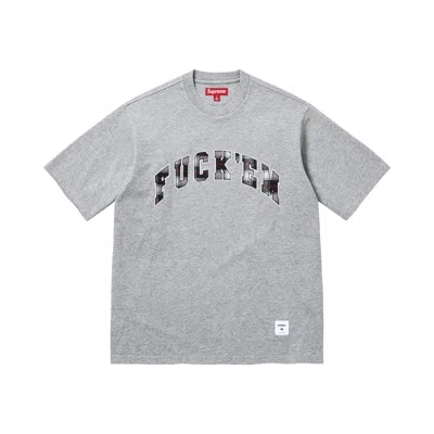 Pre-owned Supreme Fuck Em Plaid Short-sleeve Top 'heather Grey' | Men's Size M In Gray