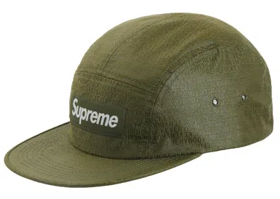 Pre-owned Supreme Fuck Everybody Jacquard Camp Cap In Olive In Green