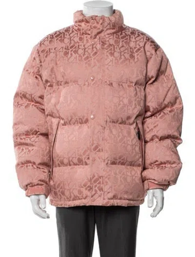 Pre-owned Supreme Fuck Jacquard Graphic Print Puffer Coat In Pink