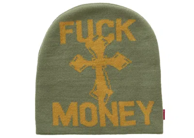 Pre-owned Supreme Fuck Money Beanie In Green